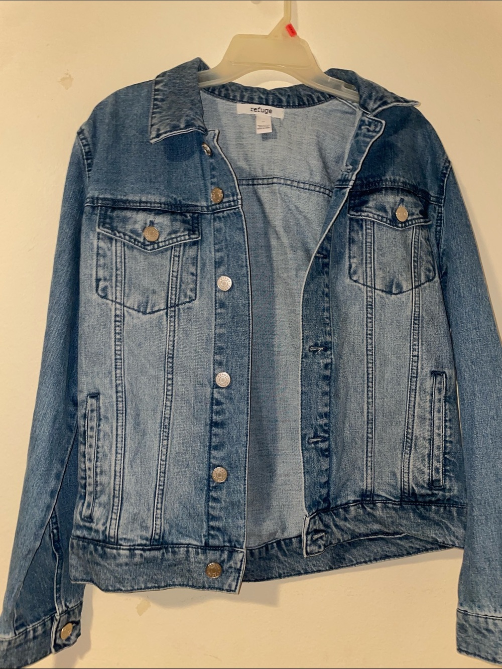 refuge Light Blue Denim Jacket with Button Front Size M